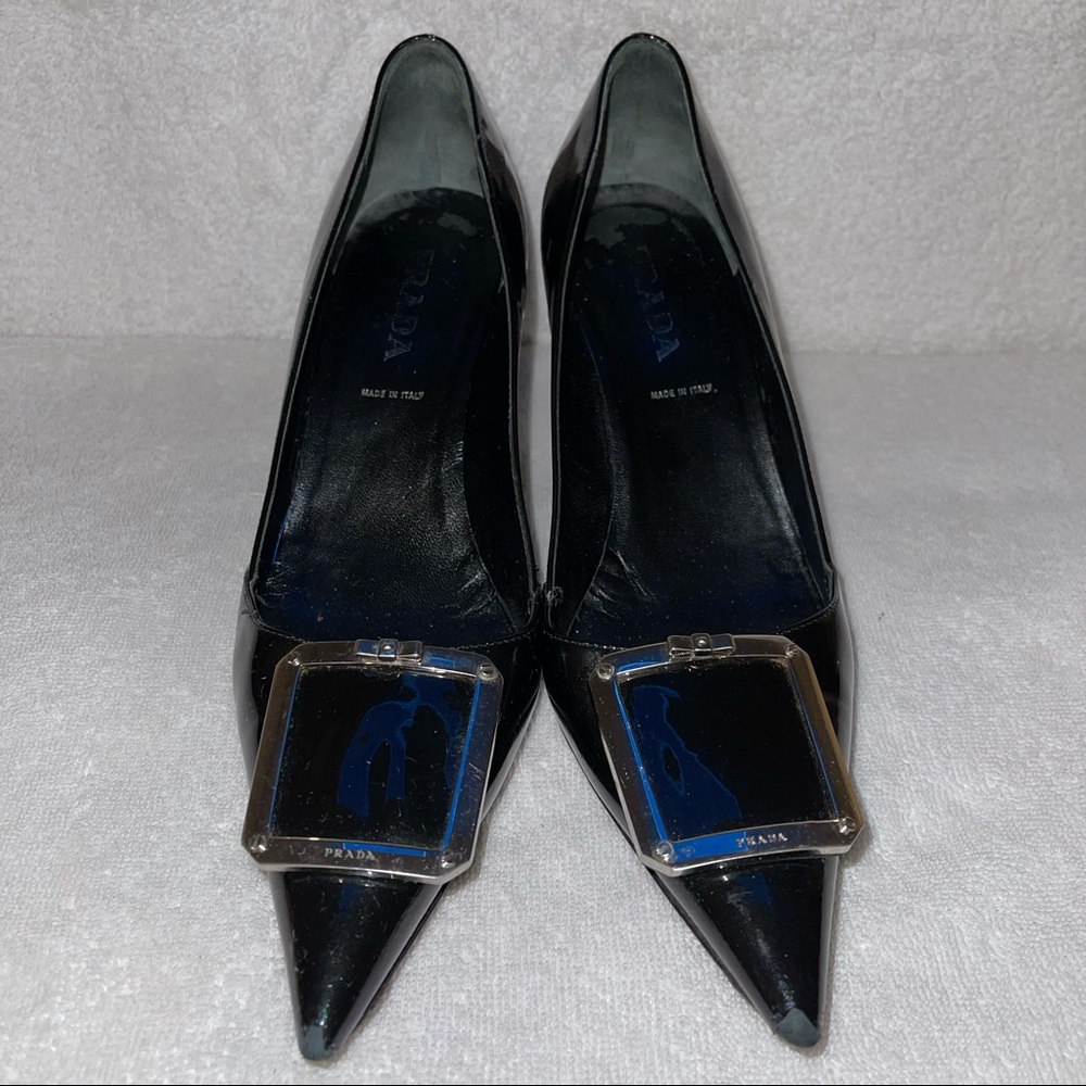 Prada Black Heels Pointy Toe Heel W/Buckle (MADE IN ITALY) SIZE 6.5